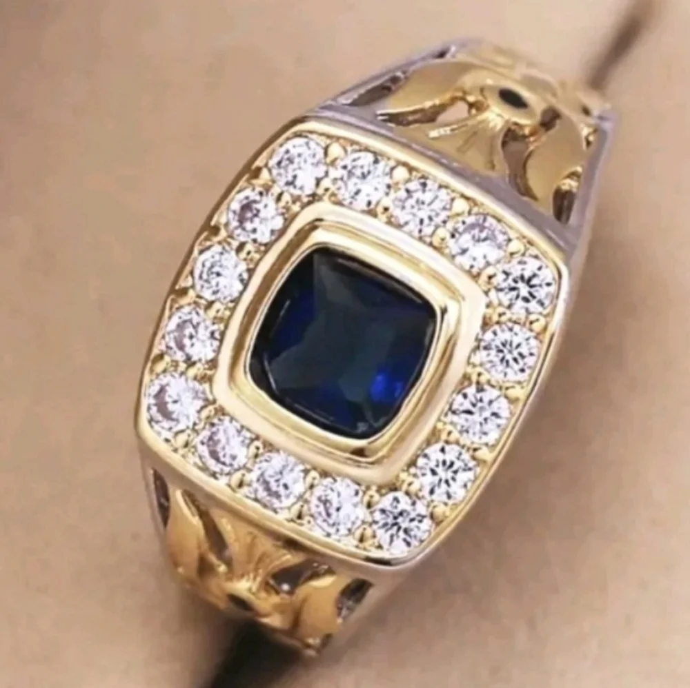 Mens Sapphire Ring With gold Accents